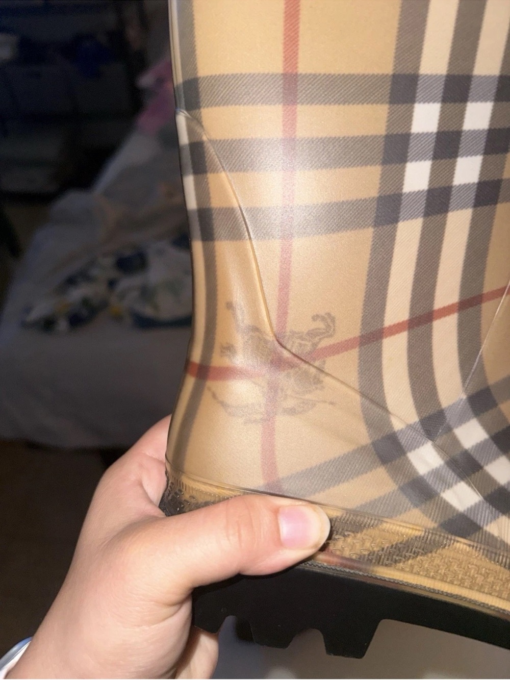 Burberry Beige Plaid Tall Rain Boots - Picture 7 of 10